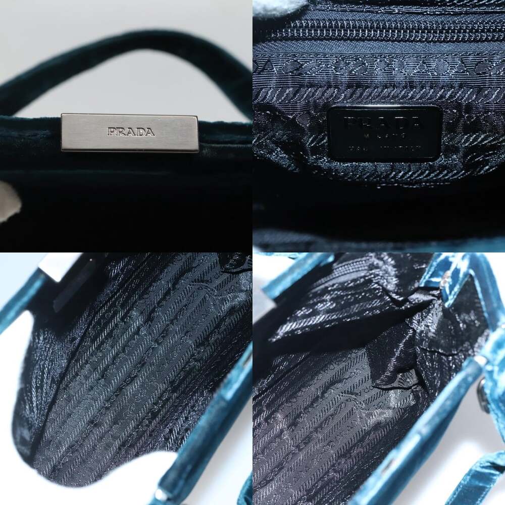 PRADA Tote Bag Velor Navy Silver - Picture 11 of 12